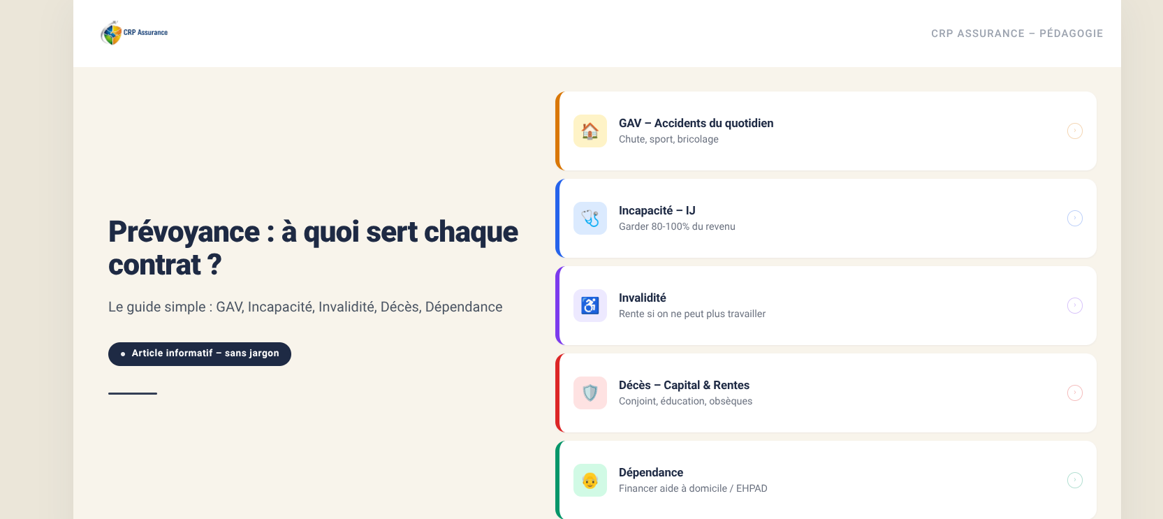 La prévoyance expliquée par CRP Assurance